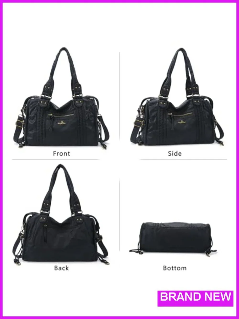 Vegan Leather Hobo Satchel Handbag Large Tote Purse Shoulder Bag with Pockets